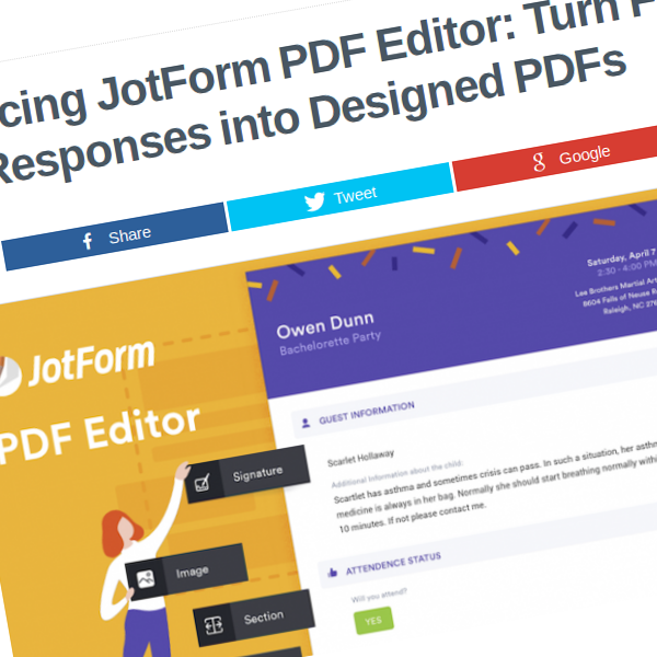 Presentación de JotForm PDF Editor: Convertir las respuestas en archivos PDF diseñados