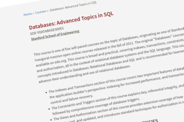 Stanford: Curso de Bases de datos: temas avanzados en SQL