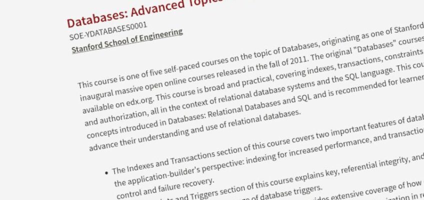 Stanford: Curso de Bases de datos: temas avanzados en SQL